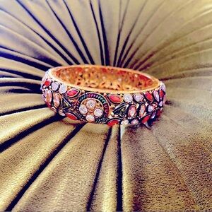 22 Carat Gold Plated Multi-Colored Stone Bangle